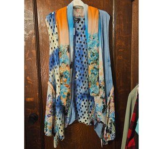Minkas BOHO Sheer Short Flowy Shawl Kimono (Johnny Was look alike)